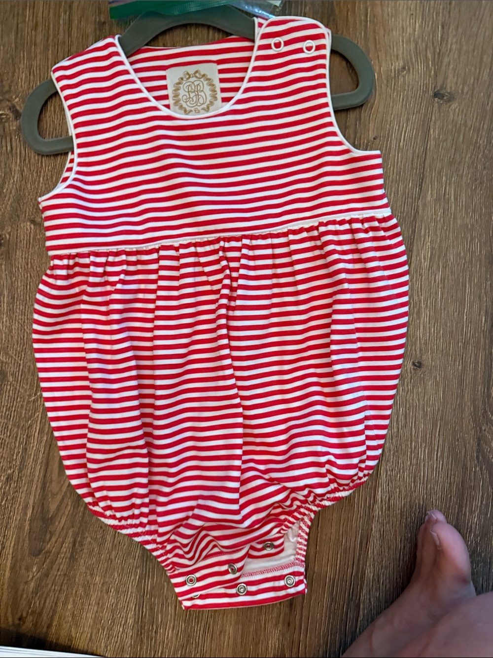 The Beaufort Bonnet Company Red & White Striped Baby Bubble Romper